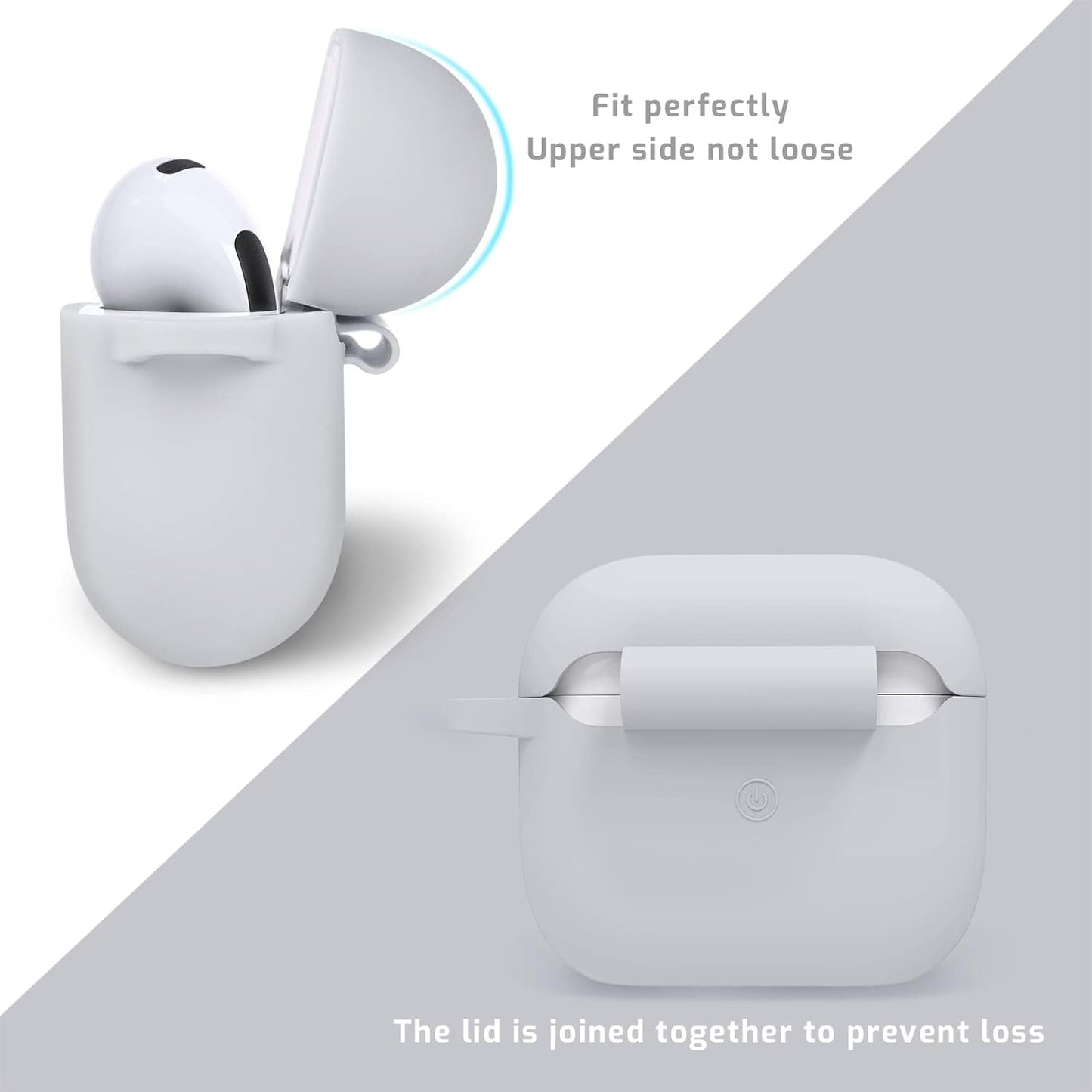 Compatible with Airpods 3 Case,Soft Silicone Protective Headphone Charging Cover with Keychain for Airpods 2021 3Rd Generation (Stone Gray)