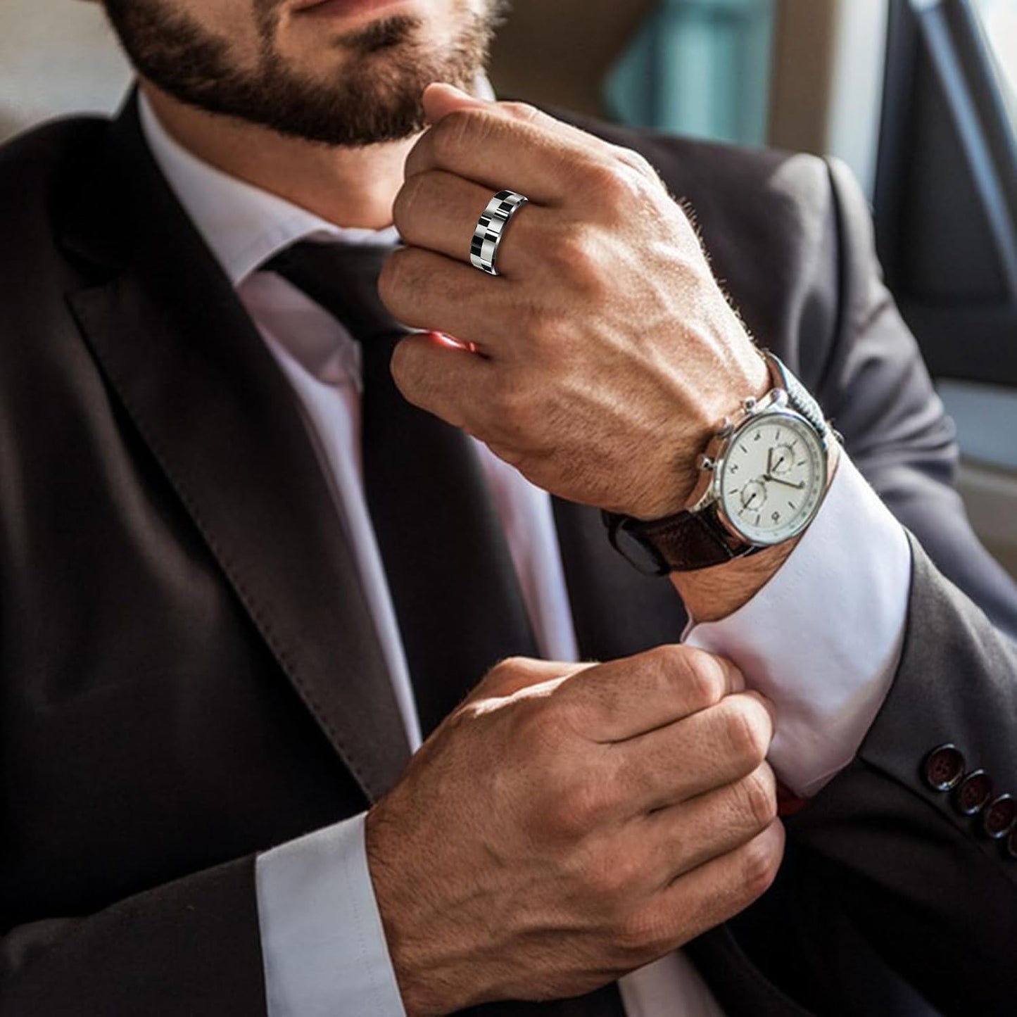 Sleep Tracker Ring with Heart Rate, Waterproof Fitness Ring for Activity Monitoring/Steps/Distance/Calories,Air Gestures,Up to 7Day Battery,For Ios Android(Stylish Black#10)