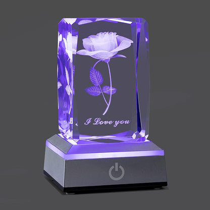 3D Rose Crystal Night Lamp with Adjustable LED Multicolor Lights for Girlfriend, Wife - Valentine'S Day, Anniversary,Birthday Presents, Christmas Gifts for Her
