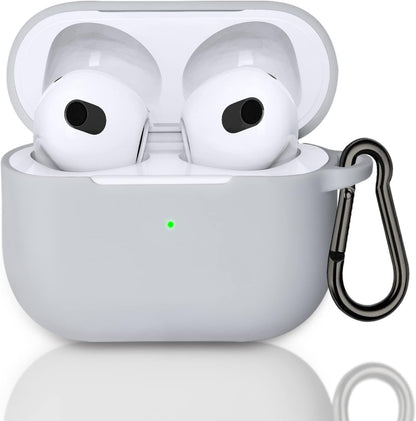 Compatible with Airpods 3 Case,Soft Silicone Protective Headphone Charging Cover with Keychain for Airpods 2021 3Rd Generation (Stone Gray)