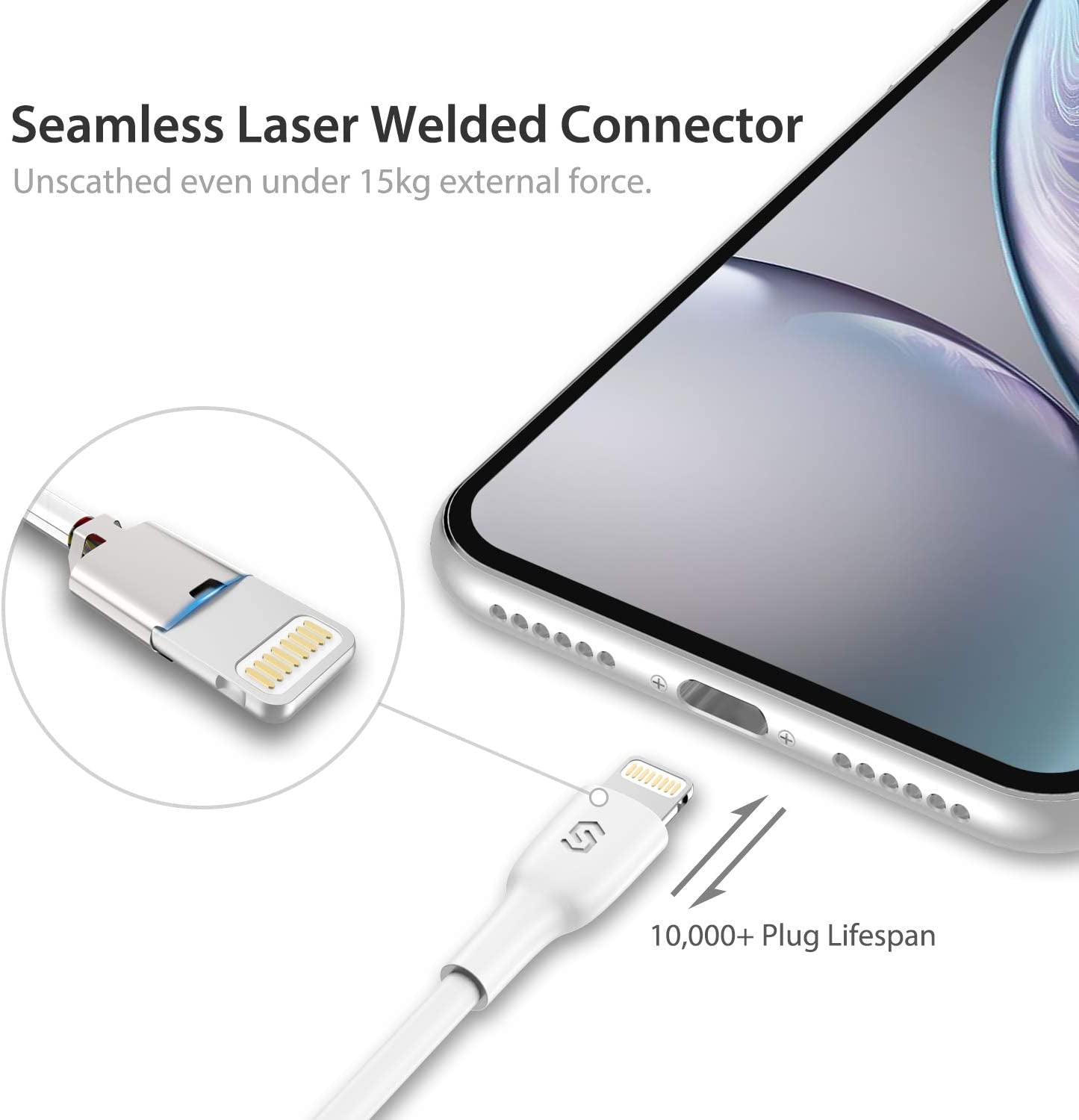Iphone Charger Lightning Cable - 3.3Ft [Apple Mfi Certified] Fast Charging & Syncing Apple Charger Cord for Iphone 11 XS Max XR X 8 plus 7 plus 6S 6 plus Se 5, Ipad Ipod - White